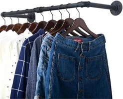 WEBI Clothing Rack Wall Mount,32'' Industrial Pipe Clothes Rack For Hanging Clothes,Heavy Duty Iron Garment Rack Bar,Retail Display Clothes Rod For Closet,Laundry Room,Black -GENERIC Shop 51mOHjW5btS. AC