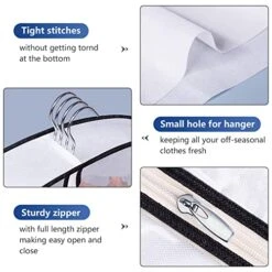 AOODA 65" Long Dress Garment Bags For Closet Storage, 4" Gusseted Clear Hanging Clothes Cover For Gowns, Coats (3 Packs) 7 AOODA 65" Long Dress Garment Bags For Closet Storage, 4" Gusseted Clear Hanging Clothes Cover For Gowns, Coats (3 Packs) -GENERIC Shop 51mOUAINDAL