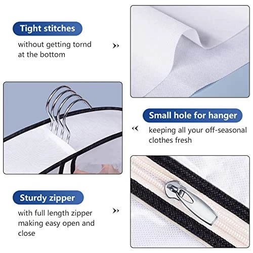 AOODA 65" Long Dress Garment Bags For Closet Storage, 4" Gusseted Clear Hanging Clothes Cover For Gowns, Coats (3 Packs) 3 AOODA 65" Long Dress Garment Bags For Closet Storage, 4" Gusseted Clear Hanging Clothes Cover For Gowns, Coats (3 Packs) - Image 3