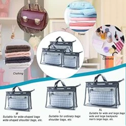 9Pcs Clear Handbag Storage Dust Cover Organizer Bags, Transparent Dustproof Purse Protector Storage Bag With Zipper Handles For Closet Shelf--3 Sizes (Grey) -GENERIC Shop 51mZlkgPPPL