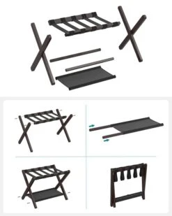 SONGMICS Luggage Rack, Wood Luggage Rack For Guest Room, Folding Suitcase Stand, For Hotel, Bedroom, Heavy-Duty, Holds Up To 121 Lb, Expresso And Black URLR006R01 9 SONGMICS Luggage Rack, Wood Luggage Rack For Guest Room, Folding Suitcase Stand, For Hotel, Bedroom, Heavy-Duty, Holds Up To 121 Lb, Expresso And Black URLR006R01 -GENERIC Shop 51mcWkDDhaL