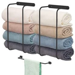 2+1 Set Towel Racks For Bathroom, Towel Holder For Bathroom Wall, Bathroom Storage, Towel Racks For Bathroom Wall Mounted, Bathroom Towel Storage, Towel Storage For Small Bathroom, Spa, Salon(Black)