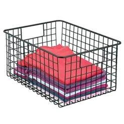 MDesign Metal Wire Closet Storage Basket Organizer With Handles For Organizing Bedroom, Bathroom, Mudroom, Entryway, Hallway, Or Linen Closets - Concerto Collection - 8 Pack - Black -GENERIC Shop 51nGSLeUexL