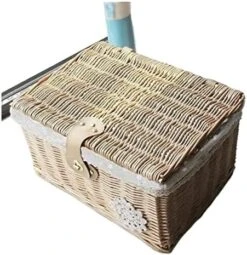 WALTX Rattan Storage Basket Desktop Sundries Cosmetic Storage Box Hand-Woven Home Basket With Lid (Color : Coffee Rose Cloth, Size : 37x27x17 Cm) 24 WALTX Rattan Storage Basket Desktop Sundries Cosmetic Storage Box Hand-Woven Home Basket With Lid (Color : Coffee Rose Cloth, Size : 37x27x17 Cm) -GENERIC Shop 51nQETqnZSL. AC