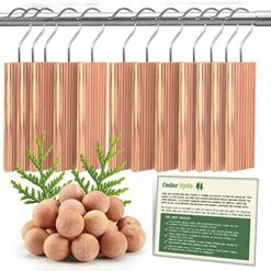 Cedar Hyde Cedar Blocks For Clothes Storage | Cedar Hang Ups & Cedar Balls | Clothes Protection & Deodorizer | 22 Pieces, 12 Cedar Hang Ups & Bonus 10 Cedar Balls | U.S.A Seller