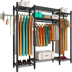 PUNION Clothing Rack 7 Tiers Heavy Duty Clothes Rack With 2 Hanging Rods, Wire Garment Racks For Hanging Clothes, Large Portable Metal Wardrobe Clothes, 48"L X 16"W X 71"H, Max Load 620lbs Black, GR7E 9 PUNION Clothing Rack 7 Tiers Heavy Duty Clothes Rack With 2 Hanging Rods, Wire Garment Racks For Hanging Clothes, Large Portable Metal Wardrobe Clothes, 48"L X 16"W X 71"H, Max Load 620lbs Black, GR7E -GENERIC Shop 51oXBx34ymL. AC