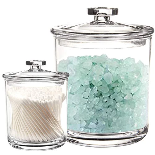 Youngever Clear Plastic Apothecary Jars (1 Set 60 Ounce And 1 Set 15 Ounce) 1 Youngever Clear Plastic Apothecary Jars (1 Set 60 Ounce And 1 Set 15 Ounce)