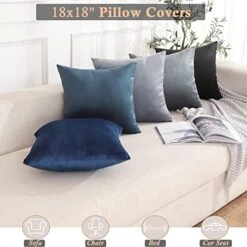 UBeesize Square 18 Inches Throw Pillow Covers Set Of 4, Solid Color Soft Velvet 18x18 Pillow Cover, Neutral Pillow Covers For Sofa Couch Chair Home Decor, Dark Teal Pillow Case -GENERIC Shop 51ocBIByCtL