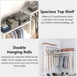Tribesigns Free Standing Closet Organizer, Clothes Garment Racks With Storage Shelves And Double Hanging Rod, Heavy Duty Metal Wardrobe Closet Storage Clothing Shelving For Bedroom (White) -GENERIC Shop 51ojHjjABUL