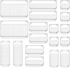 Puroma 24Pcs Drawer Organizer Set 5-size Versatile Vanity And Bathroom Drawer Organizers, Clear Plastic Desk Drawer Organizer Trays And Customize Layout Storage Bins For Makeup Kitchen Office (Clear) -GENERIC Shop 51p9ApskO L. AC