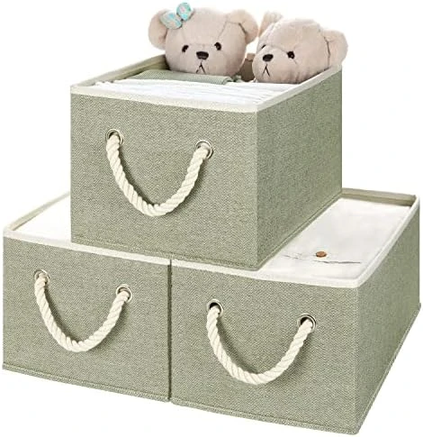 TOPIA HOME Closet Organizers And Storage Bins For Shelves, EXTRA LARGE, 3-Pack Foldable Storage Baskets For Organizing With Rope Handles, Collapsible Fabric Cube Organization Boxes, Beige, TP03Y 10 TOPIA HOME Closet Organizers And Storage Bins For Shelves, EXTRA LARGE, 3-Pack Foldable Storage Baskets For Organizing With Rope Handles, Collapsible Fabric Cube Organization Boxes, Beige, TP03Y - Image 10