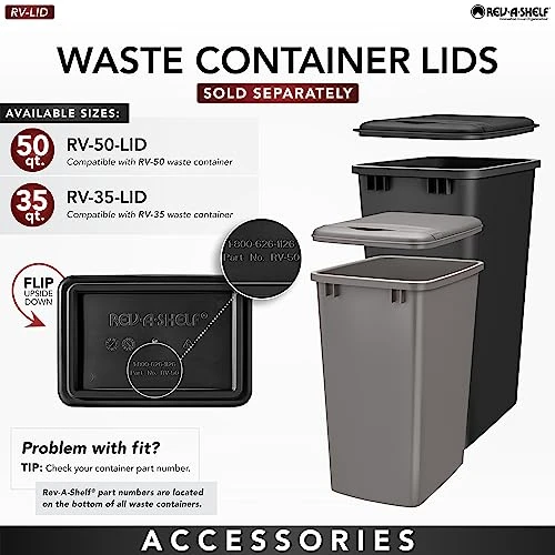 Rev-A-Shelf 53WC-1835SCDM-217 Double 35 Quart Pull-Out Under Mount Kitchen Waste Container Trash Cans With Soft-Close Slides, Silver 3 Rev-A-Shelf 53WC-1835SCDM-217 Double 35 Quart Pull-Out Under Mount Kitchen Waste Container Trash Cans With Soft-Close Slides, Silver - Image 3