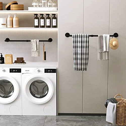 C&AHOME Industrial Pipe Clothes Rack, 2 Pack Clothing Rack Wall Mount 36’'L With 4 S-Shaped Hooks, MultiPurpose Detachable Hanging Bracket Rod, Space-Saving Heavy Duty Garment Rack Bar Black UPCRM02B 6 C&AHOME Industrial Pipe Clothes Rack, 2 Pack Clothing Rack Wall Mount 36’'L With 4 S-Shaped Hooks, MultiPurpose Detachable Hanging Bracket Rod, Space-Saving Heavy Duty Garment Rack Bar Black UPCRM02B - Image 6