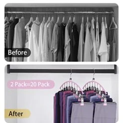 Upgrade Legging Organizer For Closet, 2 Pack Swivelable Metal Pants Hangers With 20 Pcs Rubber Coated, Yoga Pants Hangers Space Saving Closet Organizer For Closet Organizers And Storage