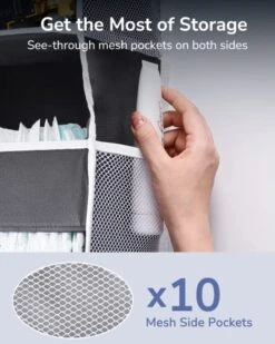 ULG 1 Pack Over Door Organizer With 5 Large Pockets 10 Mesh Side Pockets, 44 Lbs Weight Capacity Hanging Storage Organizer With Clear Window Kids Toys, Shoes, Diapers, Dark Grey, 5 Layers -GENERIC Shop 51qJ8nYezRL