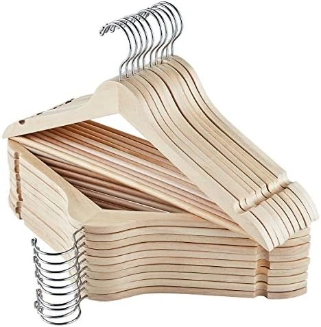 ELONG HOME Solid Wooden Hangers, 20 Pack Wood Hangers With Extra Smooth Finish, Precisely Cut Notches And Chrome Swivel Hook, Wooden Clothes Hangers For Shirt Suit Jacket Dress 4 ELONG HOME Solid Wooden Hangers, 20 Pack Wood Hangers With Extra Smooth Finish, Precisely Cut Notches And Chrome Swivel Hook, Wooden Clothes Hangers For Shirt Suit Jacket Dress - Image 4