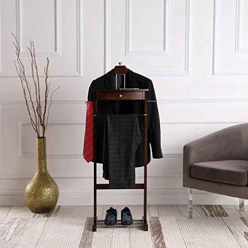 Proman Products Kingston III Valet Stand With Drawer, Contour Hanger, Trouser Bar, Tie & Belt Hooks And Shoe Rack - VL16260 3 Proman Products Kingston III Valet Stand With Drawer, Contour Hanger, Trouser Bar, Tie & Belt Hooks And Shoe Rack - VL16260 - Image 3