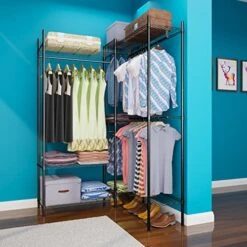Serxis Heavy Duty Garment Rack For Hanging Clothes, Metal Clothing Rack,Large Capacity Portable Clothing Rack,Freestanding Open Wardrobe Organizer Rack, 67.0"L X 13.8"W X 75.6"H Max Load 720LBS, Black 8 Serxis Heavy Duty Garment Rack For Hanging Clothes, Metal Clothing Rack,Large Capacity Portable Clothing Rack,Freestanding Open Wardrobe Organizer Rack, 67.0"L X 13.8"W X 75.6"H Max Load 720LBS, Black -GENERIC Shop 51rFqrbUwZL