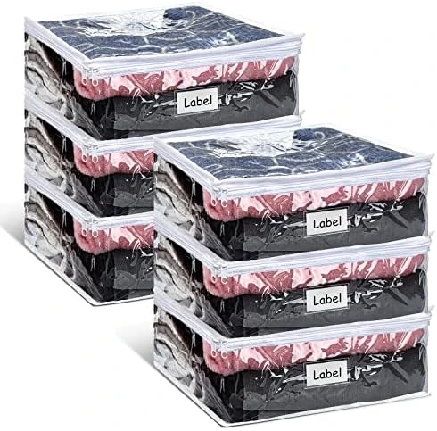 6 Pieces Zippered Storage Bags Clear Sweater Storage Bag PVC Plastic Storage Bags For Blankets Clothes Closet Quilt Pillow Bed Sheet Organizer With Zipper And Label (14.2 X 12 X 3.2 Inch) 9 6 Pieces Zippered Storage Bags Clear Sweater Storage Bag PVC Plastic Storage Bags For Blankets Clothes Closet Quilt Pillow Bed Sheet Organizer With Zipper And Label (14.2 X 12 X 3.2 Inch) - Image 9