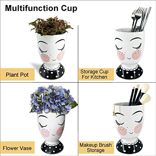 Y Face Makeup Cup Holder ,ceramic Makeup Brush Organizer, Cup Storage Cosmetic Tools For Vanity Countertops, Perfect For Makeup Brushes, Eyeliners And Mascaras, Face Pen Holder, Fork Spoon Knife Flatware Holder, Cup Eyelashes Makeup Brush Holder,Cosmetic Display Cases For Valentine's Day Gift 2 Y Face Makeup Cup Holder ,ceramic Makeup Brush Organizer, Cup Storage Cosmetic Tools For Vanity Countertops, Perfect For Makeup Brushes, Eyeliners And Mascaras, Face Pen Holder, Fork Spoon Knife Flatware Holder, Cup Eyelashes Makeup Brush Holder,Cosmetic Display Cases For Valentine's Day Gift - Image 2