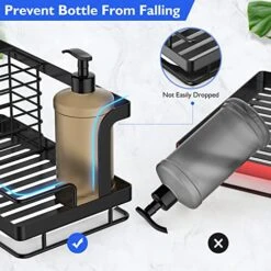 BSKSSK Sink Caddy, Kitchen Sink Organizer Sponge Holder, Dish Soap Scrubber Holder With Removable Drain Pan, Sink Brush Holder Kitchen Sink Stainless Steel For Sponge, Soap, Dishcloth, Scrubber-Black -GENERIC Shop 51sKRHlojyL