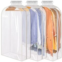 SLEEPING LAMB 10" Gusseted Clear Garment Bags For Hanging Clothes Suit Bags For Closet Storage Clothing Cover For Coats, Jackets (3 Packs)