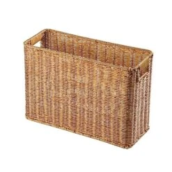 Magazine Newspaper Basket Drawer Storage Bins Baskets Desktop Stand Desktop Bookcase Snack Container Wardrobe Baskets Handwoven Imitated Rattan Basket Straw Light Brown Folder