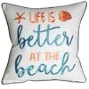 DECOPOW Embroidered Life Is Better At The Beach Throw Pillow Cover,Square 18 Inches Decorative Canvas Pillow Cover With Life Is Better At The Beach Pattern,Cover Only