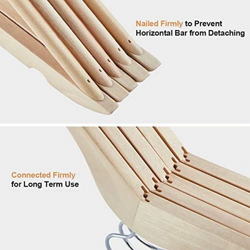 ELONG HOME Solid Wooden Hangers, 20 Pack Wood Hangers With Extra Smooth Finish, Precisely Cut Notches And Chrome Swivel Hook, Wooden Clothes Hangers For Shirt Suit Jacket Dress 3 ELONG HOME Solid Wooden Hangers, 20 Pack Wood Hangers With Extra Smooth Finish, Precisely Cut Notches And Chrome Swivel Hook, Wooden Clothes Hangers For Shirt Suit Jacket Dress - Image 3