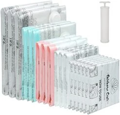 Rainbow Craft 24-PACK Vacuum Storage Bags For Cloths Space Saver Vacuum Bags For Blanket Including 2pc X-Jumbo, 5pc Jumbo, 4pc Large, 4pc Medium&9pc Hand Roll Cloth Bags - With FREE Pump 20 Rainbow Craft 24-PACK Vacuum Storage Bags For Cloths Space Saver Vacuum Bags For Blanket Including 2pc X-Jumbo, 5pc Jumbo, 4pc Large, 4pc Medium&9pc Hand Roll Cloth Bags - With FREE Pump -GENERIC Shop 51tE1 6pP5L. AC