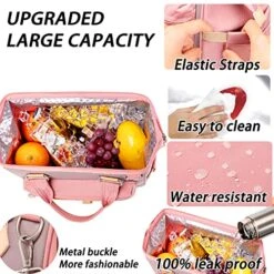 SunUnion Lunch Bag, Cute Insulated, Large Lunch Tote For Work, Leak Proof Lunch Box For Women, Lunch Purse, Cooler Bag With Side Pockets And Shoulder Strap For Picnic Office(Pink) 10 SunUnion Lunch Bag, Cute Insulated, Large Lunch Tote For Work, Leak Proof Lunch Box For Women, Lunch Purse, Cooler Bag With Side Pockets And Shoulder Strap For Picnic Office(Pink) -GENERIC Shop 51tJm6wumjL