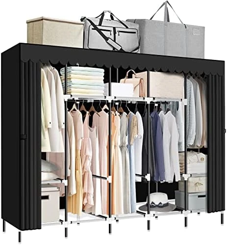 LOKEME Portable Closet, Great Size 82-Inch Portable Wardrobe With 5 Hanging Areas And 10 Storage Shelves, Grey Portable Closets For Hanging Clothes, Extra Sturdy 25mm Steel Tube And Easy To Assemble 5 LOKEME Portable Closet, Great Size 82-Inch Portable Wardrobe With 5 Hanging Areas And 10 Storage Shelves, Grey Portable Closets For Hanging Clothes, Extra Sturdy 25mm Steel Tube And Easy To Assemble - Image 5
