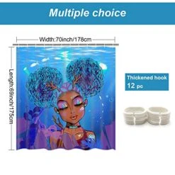 Black Girl Shower Curtain African American Bathroom Curtain With 12 Hooks, Blue Ocean Bathroom Shower Curtains, Waterproof Fabric Shower Curtain For Bathroom, 69" X 70"… -GENERIC Shop 51tZoH8Q2BL