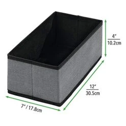 MDesign Soft Fabric Dresser Drawer And Closet Storage Organizer Bin For Bedroom - Holds Lingerie, Bras, Socks, Leggings, Clothes, Purses, Scarves, Lido Collection - 6 Pack - Charcoal Gray/Black -GENERIC Shop 51tbbO0RcTL