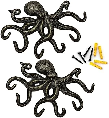 ChasBete Key Holder For Wall, Octopus Coat Hooks Wall Mounted Towel Hooks, Heavy Duty Wall Hooks Decorative With 6 Arms 9 ChasBete Key Holder For Wall, Octopus Coat Hooks Wall Mounted Towel Hooks, Heavy Duty Wall Hooks Decorative With 6 Arms - Image 9