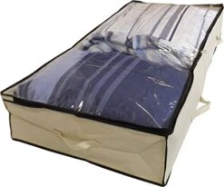 Neusu Strong Underbed Storage Bag, Clear Lid, Beige, XL 150 Liters, 49.2" X 23.6" X 7.9"