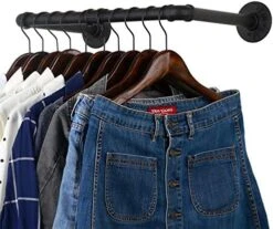 WEBI Clothing Rack Wall Mount,32'' Industrial Pipe Clothes Rack For Hanging Clothes,Heavy Duty Iron Garment Rack Bar,Retail Display Clothes Rod For Closet,Laundry Room,Black -GENERIC Shop 51uFu jn1L. AC