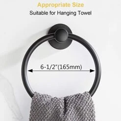 Towel Ring For Bathroom 304 Stainless Steel Rust Proof, 2 Pack Towel Ring, Hand Towel Holder No Drilling Heavy Duty Simple Round Towel Holder Wall Mount Towel Rack (Matte Black) -GENERIC Shop 51uLMjJE8oL