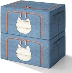 MOHOPE Stackable Clothing Storage Bin, 2 Pack 66L Cationic Fabric Metal Frame Foldable Closet Organizer With Durable Handle Storage Containers For Thick Fabric Blankets, Comforters, Clothes, Bedding -GENERIC Shop 51uNfOZmeHL. AC
