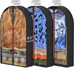 MONOMARK 6.5" Gussetes Garment Bags For Hanging Clothes Storage, 40" Moth Proof Clothing Bags With Zipper Protecting Coat Sweater Jacket Shirts Dress,3 Packs -GENERIC Shop 51uRAaC682L. AC