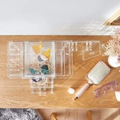 Beautify Clear Acrylic Jewelry Organizer Chest/Makeup Storage Box With 6 Drawers & Hanging Necklace Holder - Clear 8 Beautify Clear Acrylic Jewelry Organizer Chest/Makeup Storage Box With 6 Drawers & Hanging Necklace Holder - Clear -GENERIC Shop 51v5AYXJJqL