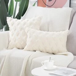 MADIZZ Set Of 2 Soft Plush Short Wool Velvet Decorative Throw Pillow Covers 18x18 Inch Beige Square Luxury Style Cushion Case Pillow Shell For Sofa Bedroom -GENERIC Shop 51vGJEu1a4L