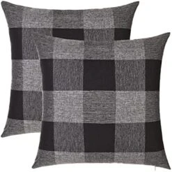 Tosewever Set Of 2 Buffalo Check Plaid Pillow Covers Farmhouse Rustic Pillow Cases, Cotton Linen Throw Pillow Covers Cushion Case For Home Decor Car Bed Sofa Couch (18" X 18", 2 Pack Black & White) -GENERIC Shop 51vIbFaoA9L. AC