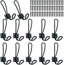 Rustic Entryway Hooks-12 Pack Farmhouse Hooks With Metal Screws Included,Black Decorative Wall Mounted Rustic Coat Hooks Rack, Double Vintage Organizer Hanging Wire Hook Clothes Hanger… -GENERIC Shop 51vhszqydgL. AC
