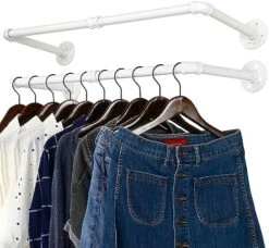 WEBI Clothing Rack Wall Mount,32'' Industrial Pipe Clothes Rack For Hanging Clothes,Heavy Duty Iron Garment Rack Bar,Retail Display Clothes Rod For Closet,Laundry Room,Black -GENERIC Shop 51w1sXG2MzL. AC