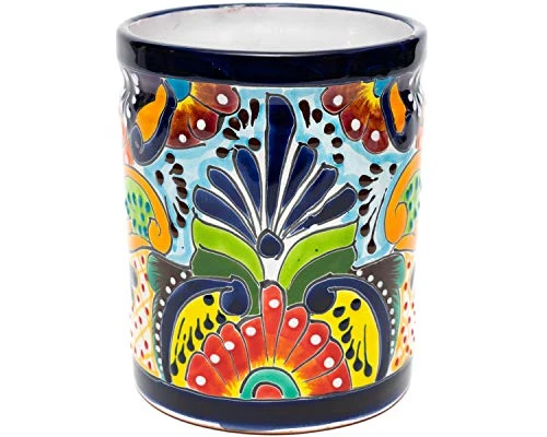Enchanted Talavera Mexican Talavera Ceramic Large Utensil Holder Spatula Crock Kitchen Counter Organizer Mexican Pottery Utensils Tools Caddy Spoon Rest White Ceramic (Multi Color Large (7.5"H X 6"W) 2 Enchanted Talavera Mexican Talavera Ceramic Large Utensil Holder Spatula Crock Kitchen Counter Organizer Mexican Pottery Utensils Tools Caddy Spoon Rest White Ceramic (Multi Color Large (7.5"H X 6"W) - Image 2