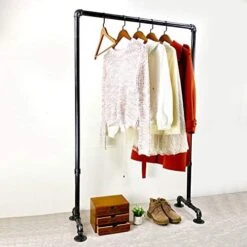 MBQQ Industrial Pipe Clothing Rack,43.3in Length Vintage Commercial Grade Pipe Clothes Racks,Rolling Rack For Hanging Clothes Retail Display,Heavy Duty Steampunk Iron Garment Racks,Black -GENERIC Shop 51waLZDf6WL. AC