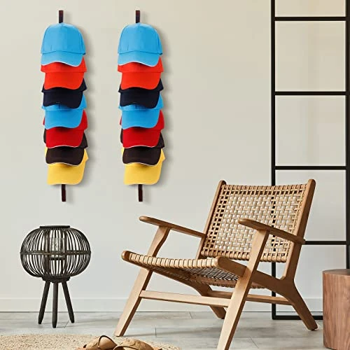 BBTO 3 Pack Wooden Hat Rack For Wall, Wall Mount Hat Racks For Baseball Caps, Vertical Hat Holder With 10 Hooks Hat Organizer Wood Hat Hanger For Door Closet Entry Room Bedroom Laundry Storage Display 5 BBTO 3 Pack Wooden Hat Rack For Wall, Wall Mount Hat Racks For Baseball Caps, Vertical Hat Holder With 10 Hooks Hat Organizer Wood Hat Hanger For Door Closet Entry Room Bedroom Laundry Storage Display - Image 5