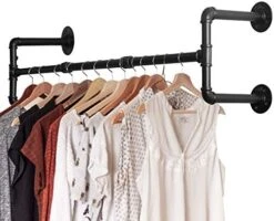 WEBI Clothing Rack Wall Mount,32'' Industrial Pipe Clothes Rack For Hanging Clothes,Heavy Duty Iron Garment Rack Bar,Retail Display Clothes Rod For Closet,Laundry Room,Black -GENERIC Shop 51wuEgk0BAL. AC