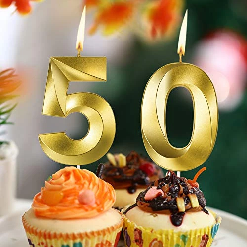 4 Inch 50th Birthday Candles, 3D Diamond Shape Number 50 Candles Cake Topper Numeral Candles Cake Topper For Birthday Anniversary Party Decorations (Bright Gold) 5 4 Inch 50th Birthday Candles, 3D Diamond Shape Number 50 Candles Cake Topper Numeral Candles Cake Topper For Birthday Anniversary Party Decorations (Bright Gold) - Image 5